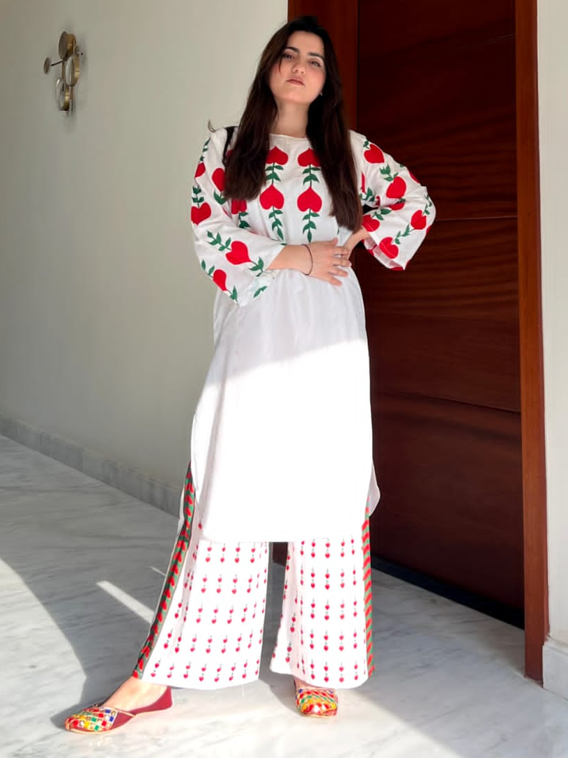 WHITE DOVE DESIGN TWO PIECE SUITS (Premium China Lawn)