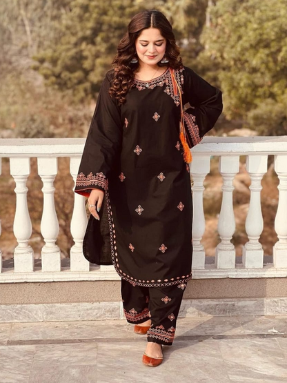 Balochi Mirror Work Embroidered 2-Piece Dress