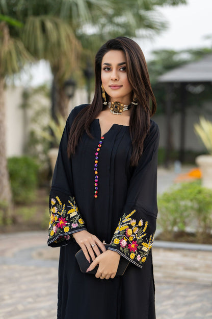 Multi Black Embroidered 2-Piece Dress – Premium China Lawn