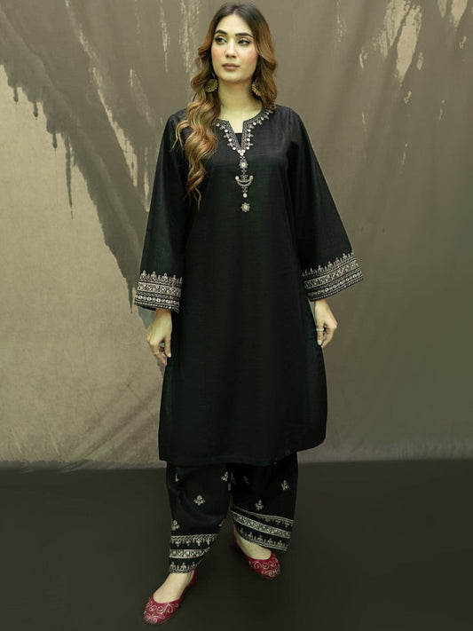 Black Iris Long Length Embroidery 2-Piece Suit